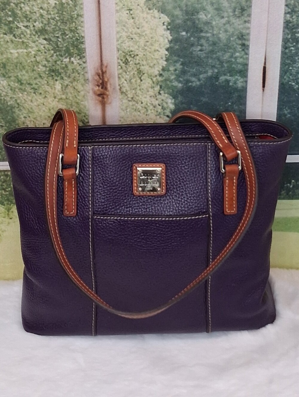 Dooney & Bourke Purple Pebbled Leather Tote Shoulder Bag